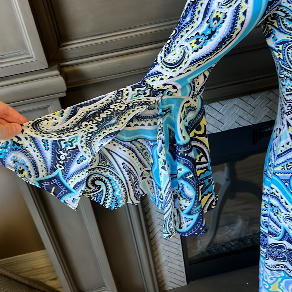 Msk Petite Patterned Dress With Split Bell Sleeve… - image 3